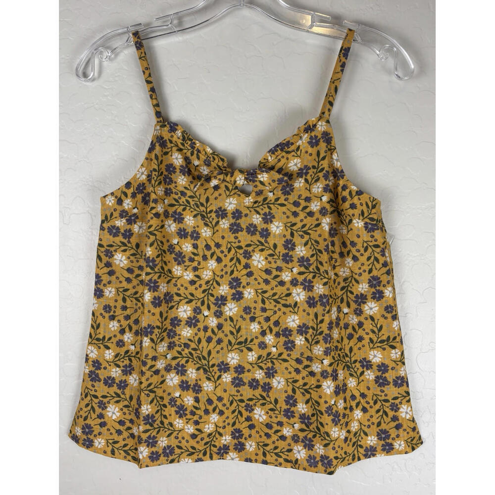 NEW ModCloth Spruced Up‎ Summer Yellow Floral Sleeveless Strap Tank XXS 1313/14
